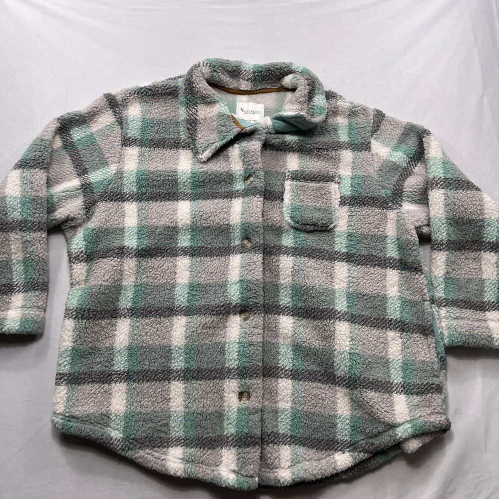 Koolaburra by UGG Shirt Jacket Sherpa Fleece Plaid Green Grey Womens 2X